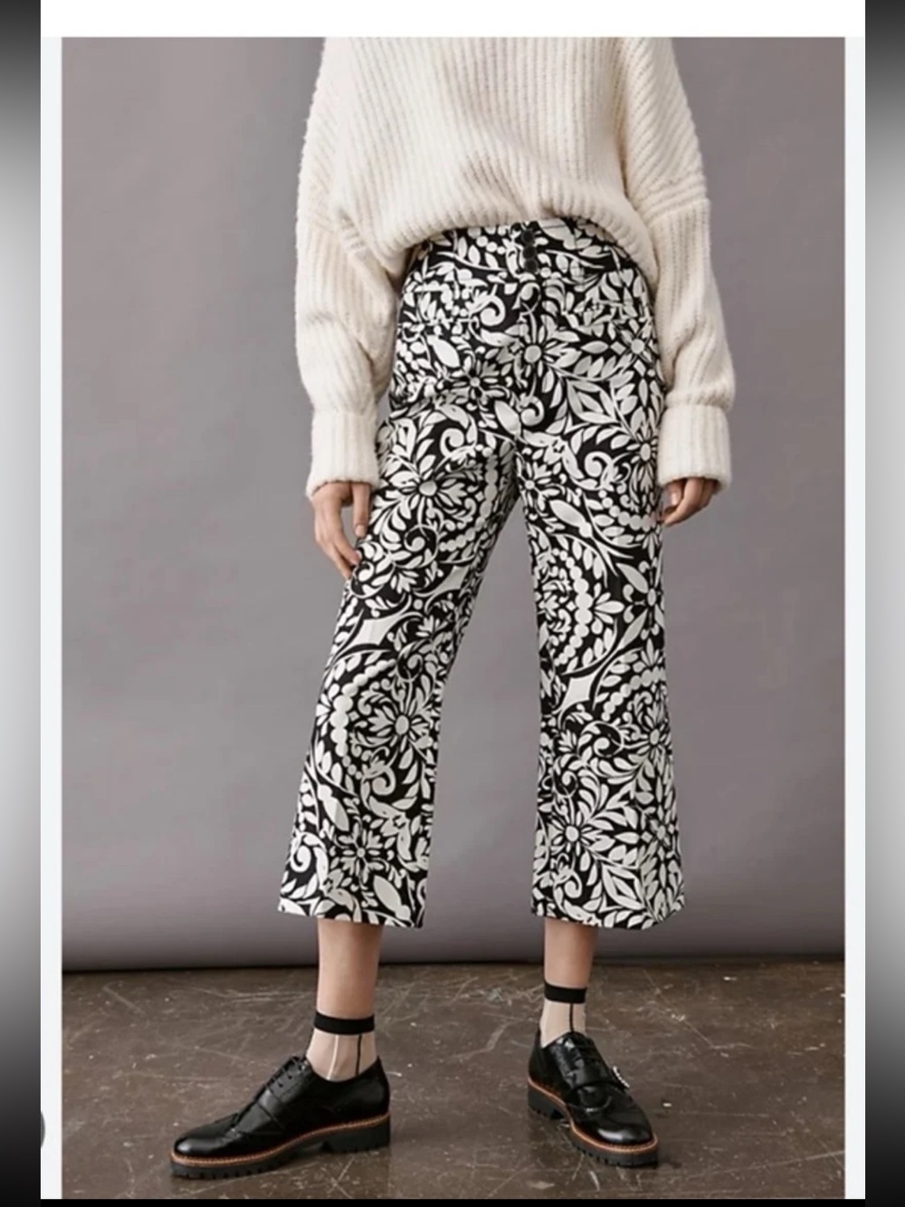 Anthropologie Maeve Olive Cropped Flare Pants size 14